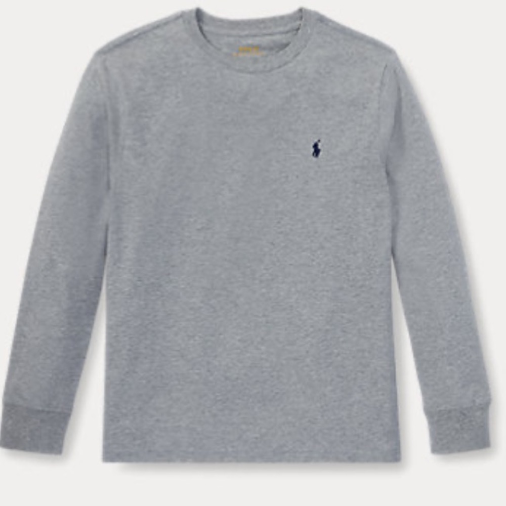 Boys long  sleeve gray crew neck  polo